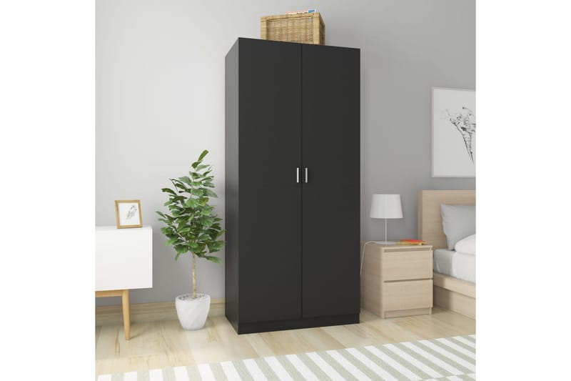 Garderob svart 90x52x200 cm spånskiva - Svart - Förvaring - Klädförvaring - Garderob & garderobssystem