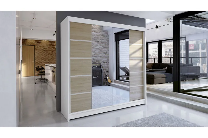 Garderob Talin - Vit/Ek - Förvaring - Klädförvaring - Garderob & garderobssystem