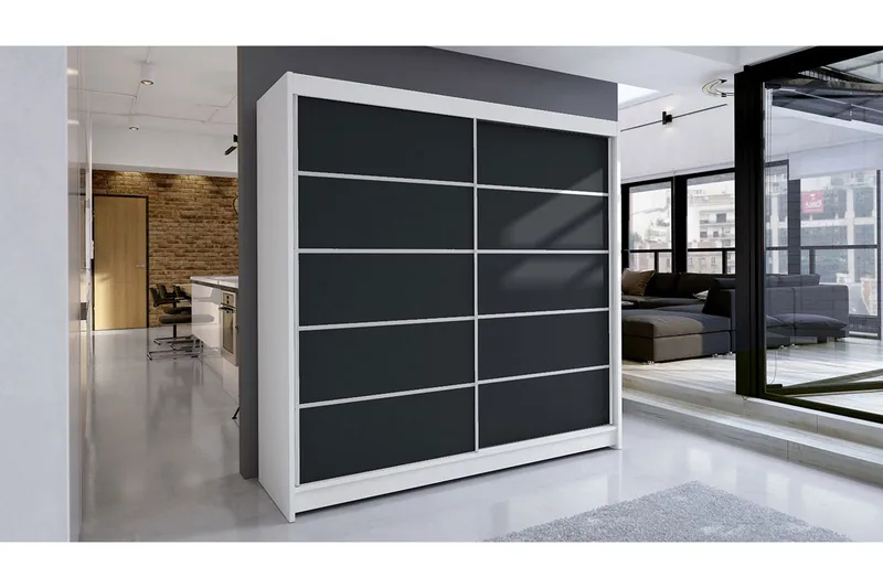 Garderob Talin - Vit/Svart - Förvaring - Klädförvaring - Garderob & garderobssystem - Klädskåp & fristående garderob