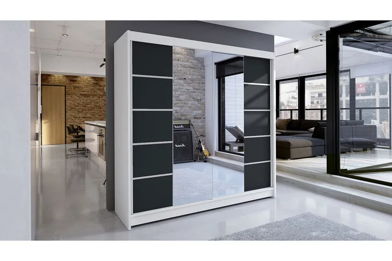 Garderob Talin - Vit/Svart - Förvaring - Klädförvaring - Garderob & garderobssystem