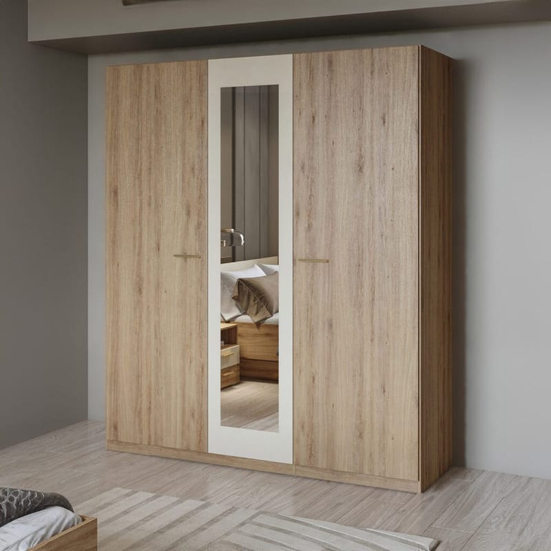 Garderob Vertina 3 Dörrar 1 Spegel - Förvaring - Klädförvaring - Garderob & garderobssystem