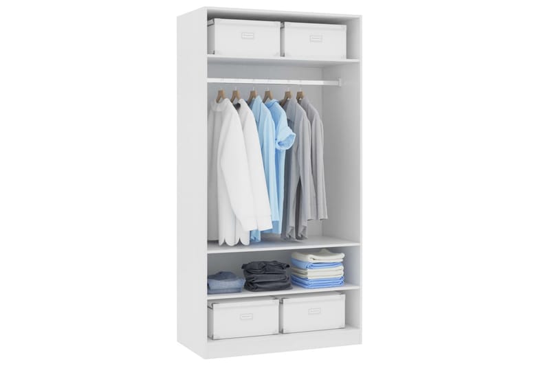Garderob vit 100x50x200 cm spånskiva - Vit - Garderob & garderobssystem - Klädsk�åp & fristående garderob