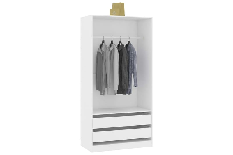 Garderob vit 100x50x200 cm spånskiva - Vit - Förvaring - Klädförvaring - Garderob & garderobssystem