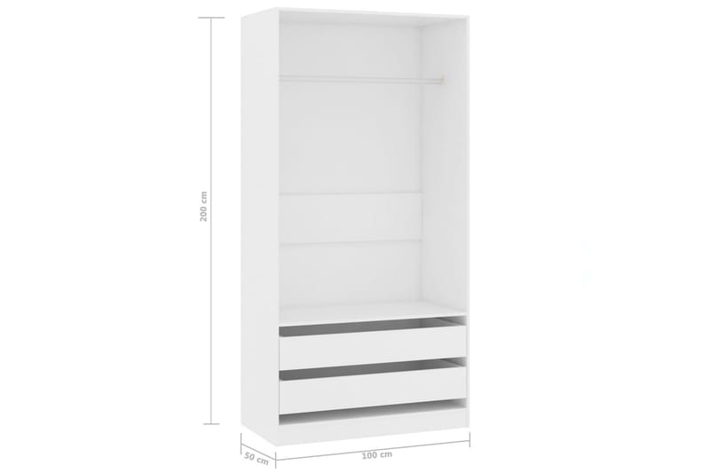 Garderob vit 100x50x200 cm spånskiva - Vit - Garderob & garderobssystem - Klädskåp & fristående garderob