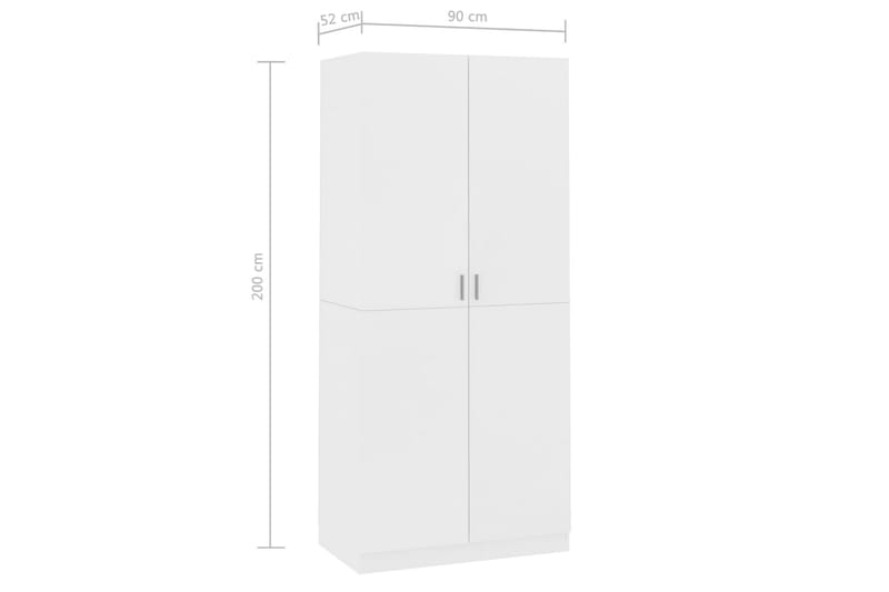 Garderob vit 90x52x200 cm spånskiva - Vit - Förvaring - Klädförvaring - Garderob & garderobssystem