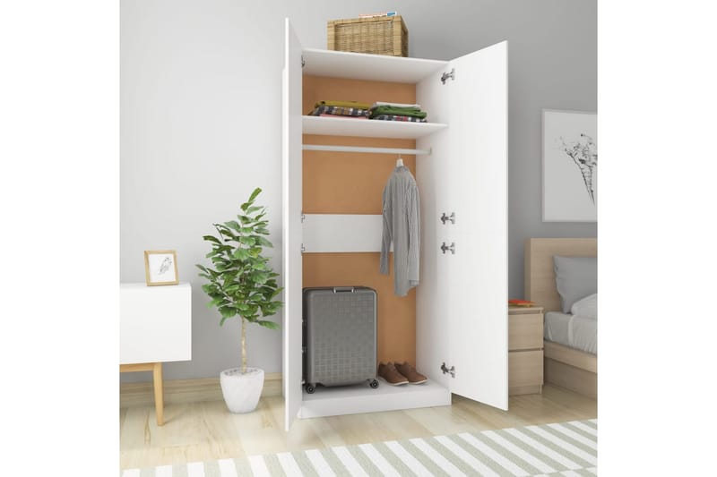 Garderob vit 90x52x200 cm spånskiva - Vit - Förvaring - Klädförvaring - Garderob & garderobssystem