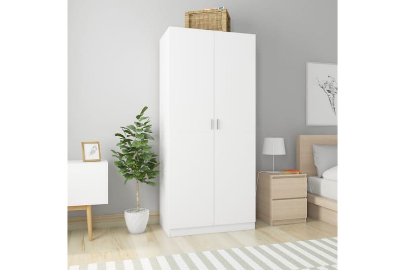 Garderob vit 90x52x200 cm spånskiva - Vit - Förvaring - Klädförvaring - Garderob & garderobssystem