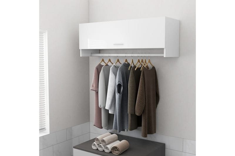 Garderob vit högglans 100x32,5x35 cm spånskiva - Vit högglans - Förvaring - Klädförvaring - Garderob & garderobssystem