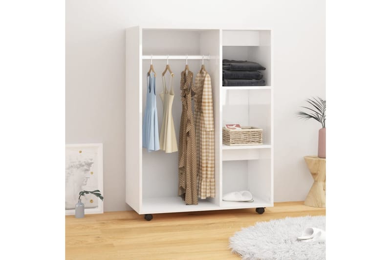 Garderob vit högglans 80x40x110 cm spånskiva - Vit högglans - Förvaring - Klädförvaring - Garderob & garderobssystem