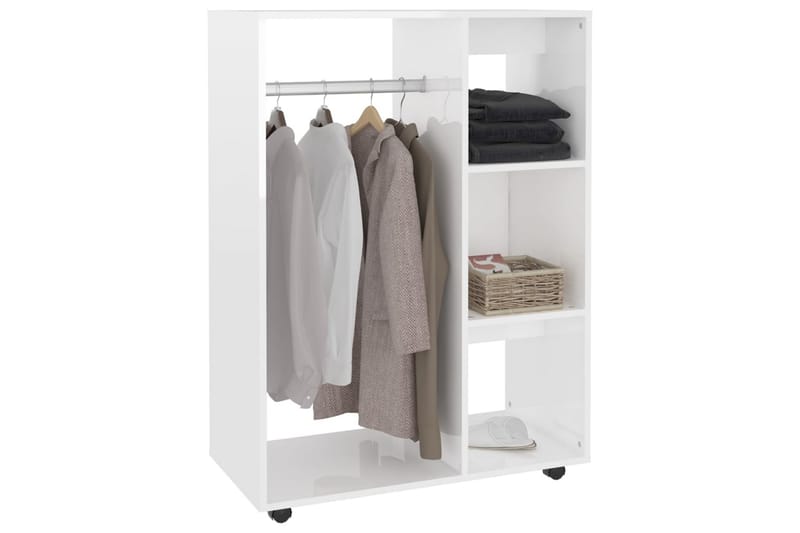 Garderob vit högglans 80x40x110 cm spånskiva - Vit högglans - Förvaring - Klädförvaring - Garderob & garderobssystem