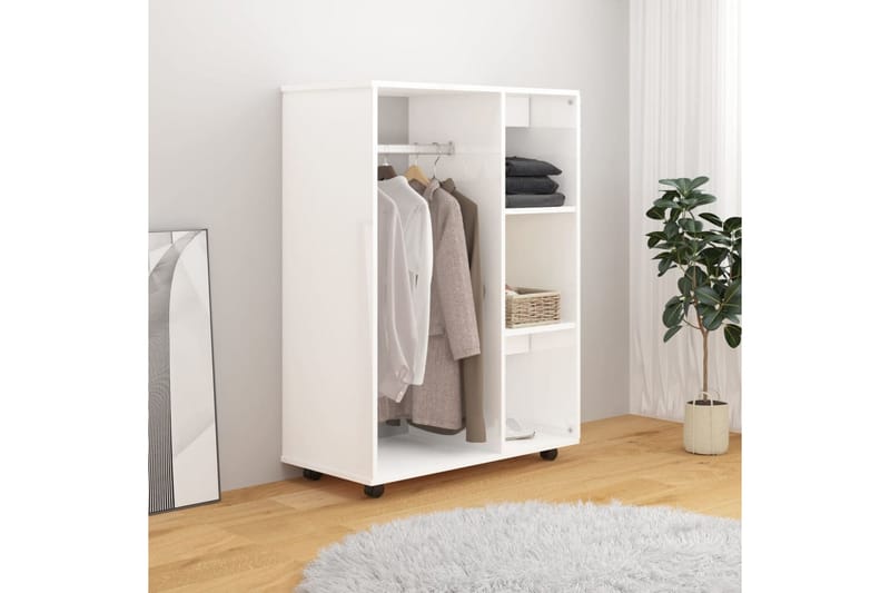 Garderob vit högglans 80x40x110 cm spånskiva - Vit högglans - Garderob & garderobssystem - Klädskåp & fristående garderob