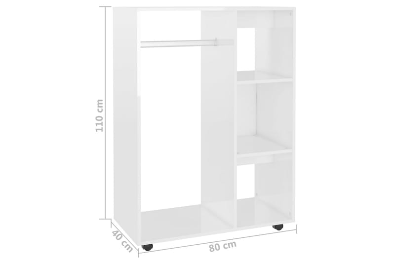 Garderob vit högglans 80x40x110 cm spånskiva - Vit högglans - Förvaring - Klädförvaring - Garderob & garderobssystem