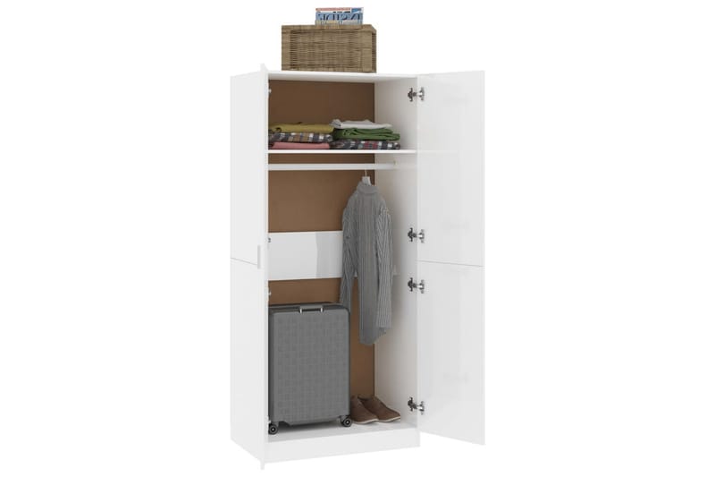 Garderob vit högglans 80x52x180 cm spånskiva - Vit högglans - Förvaring - Klädförvaring - Garderob & garderobssystem