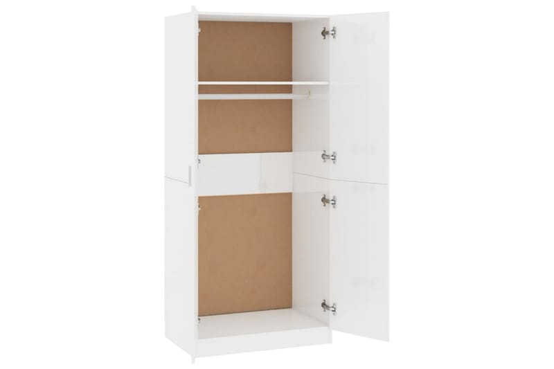 Garderob vit högglans 80x52x180 cm spånskiva - Vit högglans - Förvaring - Klädförvaring - Garderob & garderobssystem
