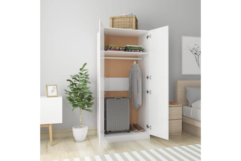 Garderob vit högglans 80x52x180 cm spånskiva - Vit högglans - Förvaring - Klädförvaring - Garderob & garderobssystem