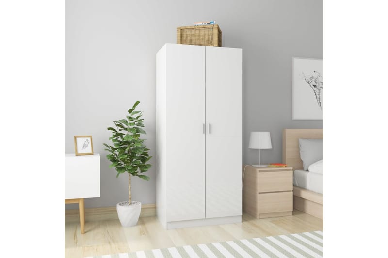 Garderob vit högglans 80x52x180 cm spånskiva - Vit högglans - Förvaring - Klädförvaring - Garderob & garderobssystem