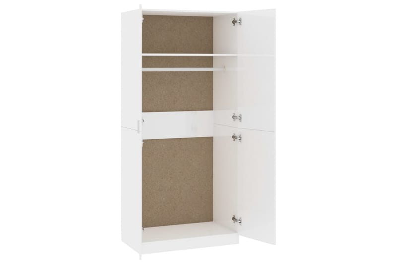 Garderob vit högglans 90x52x200 cm spånskiva - Vit - Förvaring - Klädförvaring - Garderob & garderobssystem