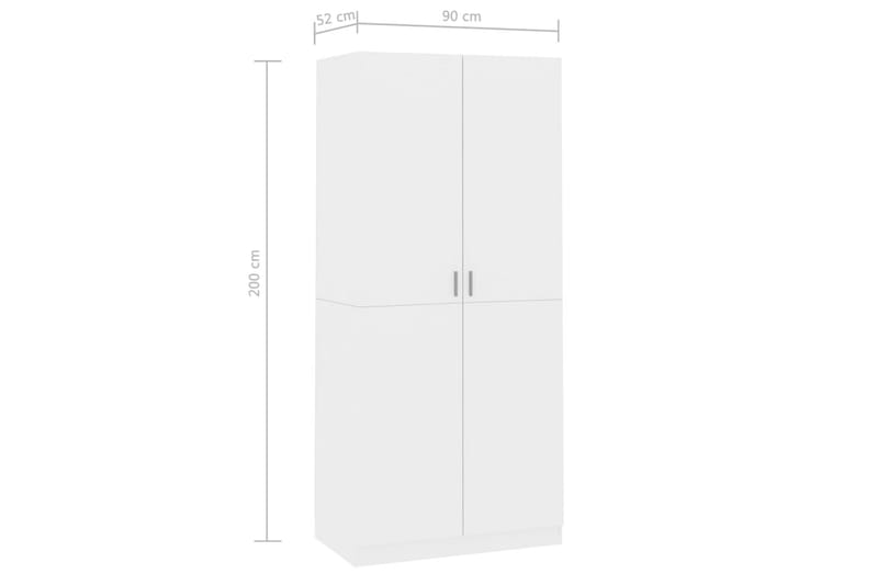 Garderob vit högglans 90x52x200 cm spånskiva - Vit - Förvaring - Klädförvaring - Garderob & garderobssystem