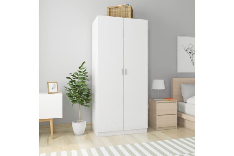 Garderob vit högglans 90x52x200 cm spånskiva - Vit - Förvaring - Klädförvaring - Garderob & garderobssystem