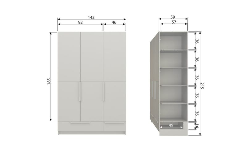 Garderob Pure 3 dörrar - 3 dörrar - Förvaring - Klädförvaring - Garderob & garderobssystem - Klädskåp & fristående garderob