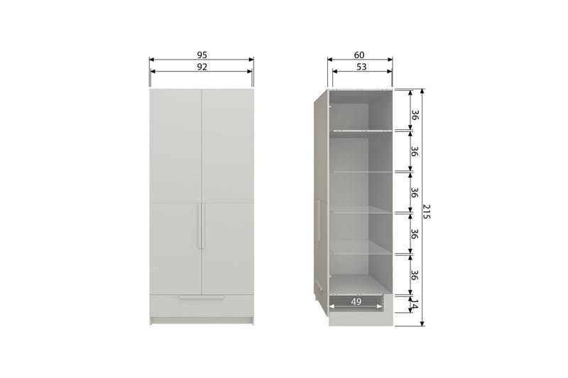 Garderob Pure 2 Dörrar - 2 Dörrar - Förvaring - Klädförvaring - Garderob & garderobssystem - Klädskåp & fristående garderob