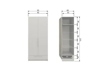 Garderob Pure 2 Dörrar - 2 Dörrar - Förvaring - Klädförvaring - Garderob & garderobssystem - Klädskåp & fristående garderob