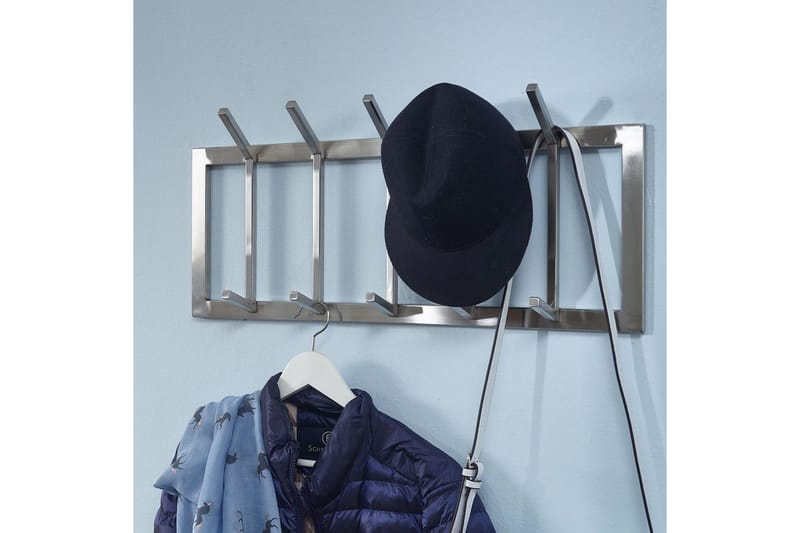 Kapprum Wohnling Väggmonterad klädhängare med 5 metallkrokar, matt polerad - Förvaring - Klädförvaring - Klädhängare
