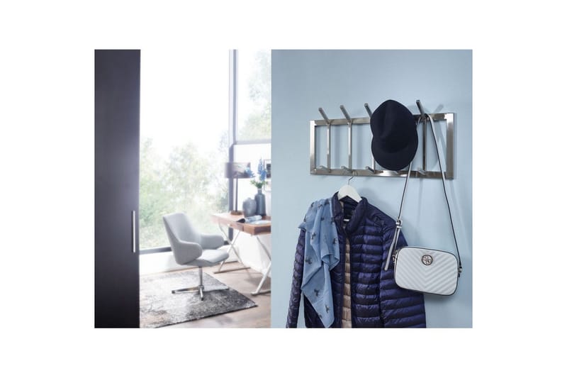 Kapprum Wohnling Väggmonterad klädhängare med 5 metallkrokar, matt polerad - Förvaring - Klädförvaring - Klädhängare