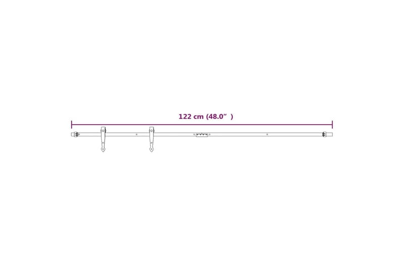 Mini skjutdörrsbeslag kolstål vit 122 cm - Vit - Skjutdörrar garderob