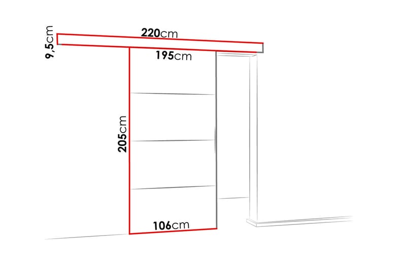 Malibu Dörr 204x106x205 cm - Antracit - Förvaring - Klädförvaring - Garderob & garderobssystem - Garderobsdörr - Skjutdörrar garderob