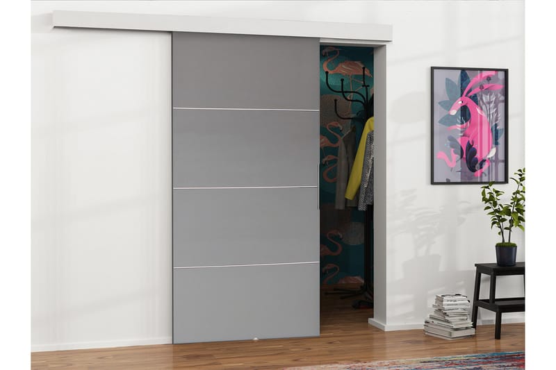 Malibu Dörr 204x106x205 cm - Antracit - Förvaring - Klädförvaring - Garderob & garderobssystem - Garderobsdörr - Skjutdörrar garderob