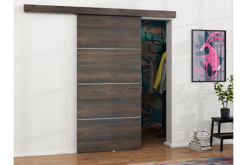 Malibu Dörr 204x106x205 cm - Brun/Flerfärgad/Vit - Förvaring - Klädförvaring - Garderob & garderobssystem - Garderobsdörr - Skjutdörrar garderob