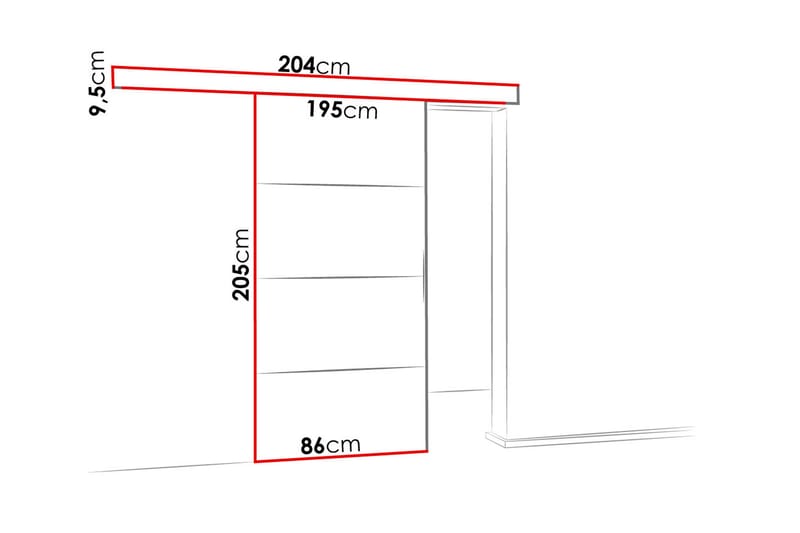 Malibu Dörr 204x86x205 cm - Antracit - Skjutdörrar garderob