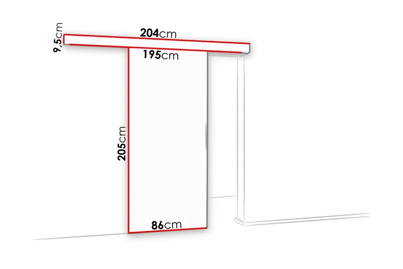 Malibu Dörr 204x86x205 cm - Vit - Förvaring - Klädförvaring - Garderob & garderobssystem - Garderobsdörr - Skjutdörrar garderob