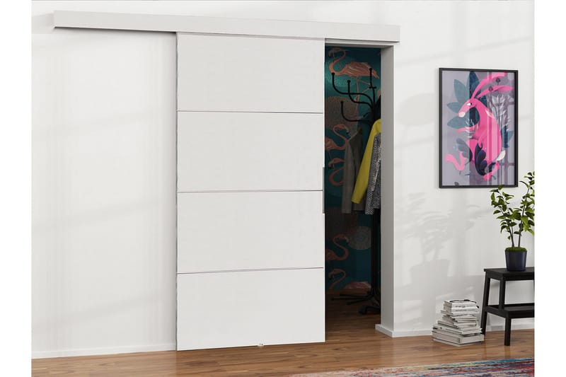 Malibu Dörr 204x96x205 cm - Vit - Förvaring - Klädförvaring - Garderob & garderobssystem - Garderobsdörr - Skjutdörrar garderob