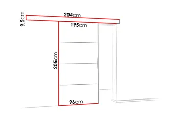 Malibu Dörr 204x96x205 cm - Vit - Förvaring - Klädförvaring - Garderob & garderobssystem - Garderobsdörr - Skjutdörrar garderob