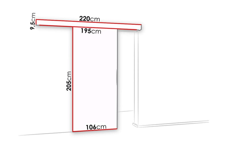 Malibu Dörr 220x106x205 cm - Svart - Förvaring - Klädförvaring - Garderob & garderobssystem - Garderobsdörr - Skjutdörrar garderob