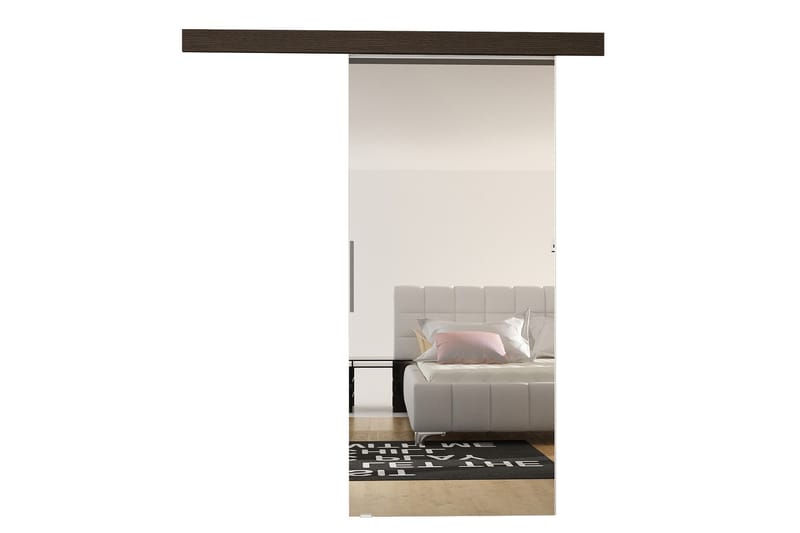Nemanja Skjutdörr 86x205 cm LED-belysning - Brun - Förvaring - Klädförvaring - Garderob & garderobssystem - Garderobsdörr - Skjutdörrar garderob