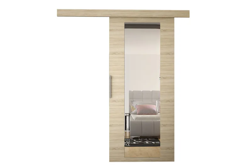 Nemanja Skjutdörr 86x205 cm LED-belysning - Ek - Förvaring - Klädförvaring - Garderob & garderobssystem - Garderobsdörr - Skjutdörrar garderob