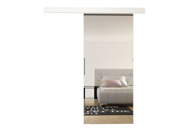 Nemanja Skjutdörr 86x205 cm LED-belysning - Vit - Förvaring - Klädförvaring - Garderob & garderobssystem - Garderobsdörr - Skjutdörrar garderob