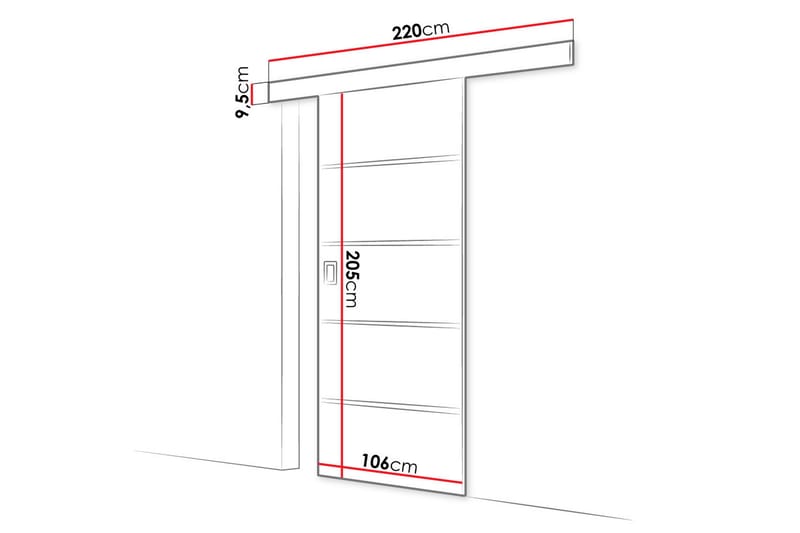 Santina Skjutdörr 204 cm - Grå - Skjutdörrar garderob