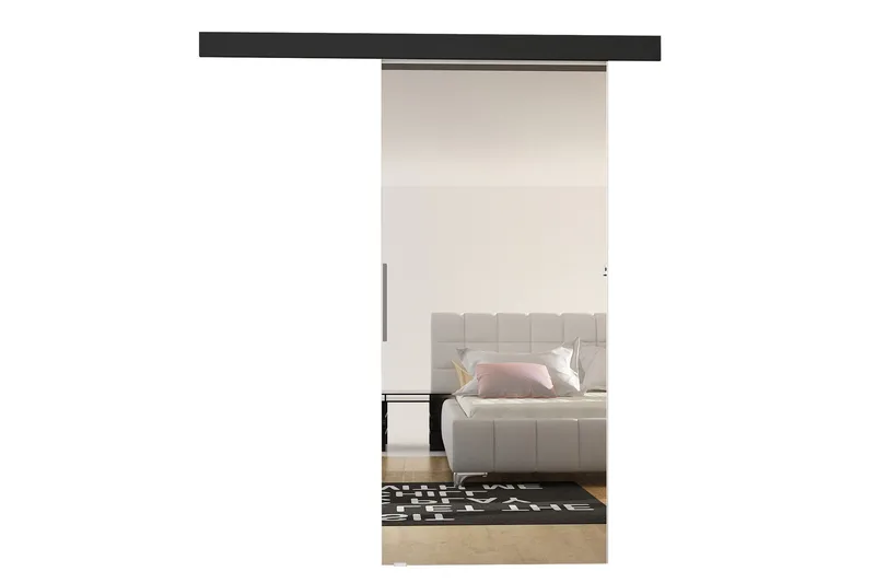 Skjutdörr ELVERUM LED-belysning - Svart - Förvaring - Klädförvaring - Garderob & garderobssystem - Garderobsdörr - Skjutdörrar garderob