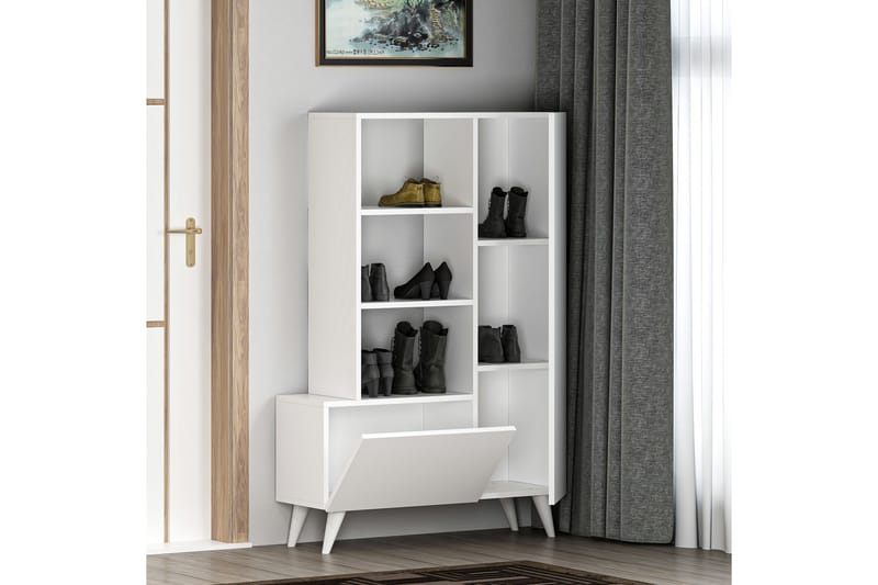 Agostina Skohylla Garderob 80x121 cm Vit - Hanah Home - Förvaring - Klädförvaring - Garderob & garderobssystem - Garderobsinredning - Skohylla garderob