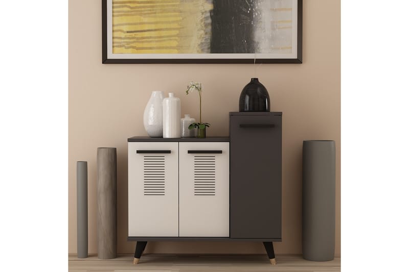 Asimo Skohylla Garderob 90x90,6 cm Antracit/Vit - Hanah Home - Förvaring - Klädförvaring - Garderob & garderobssystem - Garderobsinredning - Skohylla garderob