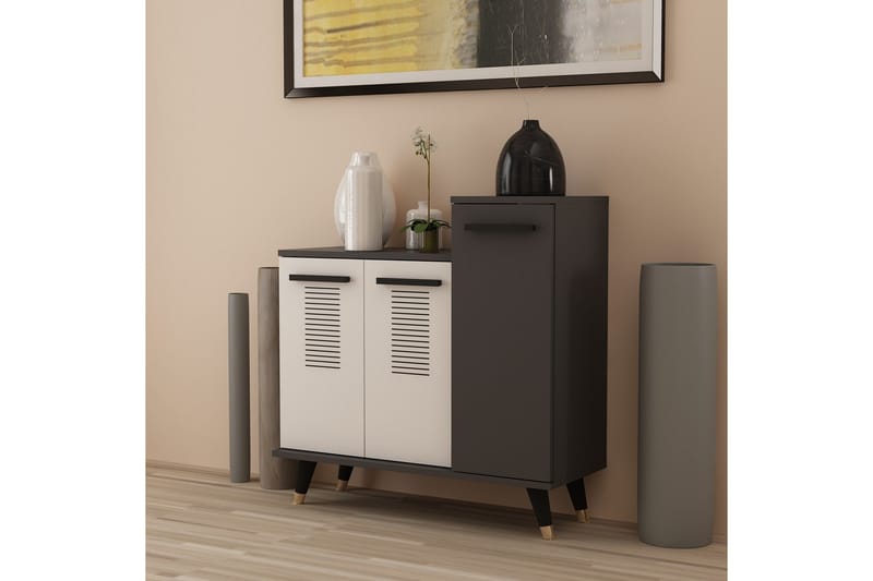 Asimo Skohylla Garderob 90x90,6 cm Antracit/Vit - Hanah Home - Förvaring - Klädförvaring - Garderob & garderobssystem - Garderobsinredning - Skohylla garderob