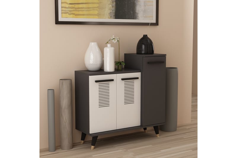 Asimo Skohylla Garderob 90x90,6 cm Antracit/Vit - Hanah Home - Förvaring - Klädförvaring - Garderob & garderobssystem - Garderobsinredning - Skohylla garderob