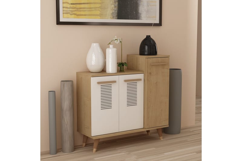 Asimo Skohylla Garderob 90x90,6 cm Brun/Vit - Hanah Home - Förvaring - Klädförvaring - Garderob & garderobssystem - Garderobsinredning - Skohylla garderob
