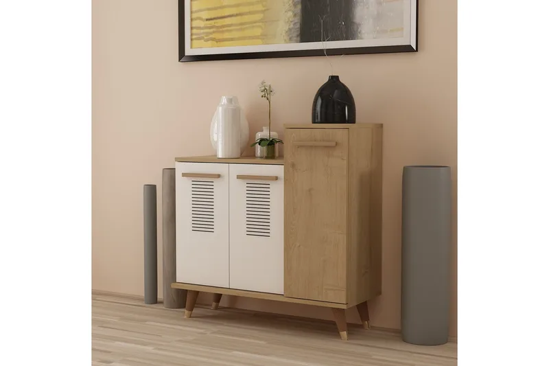 Asimo Skohylla Garderob 90x90,6 cm Brun/Vit - Hanah Home - Förvaring - Klädförvaring - Garderob & garderobssystem - Garderobsinredning - Skohylla garderob
