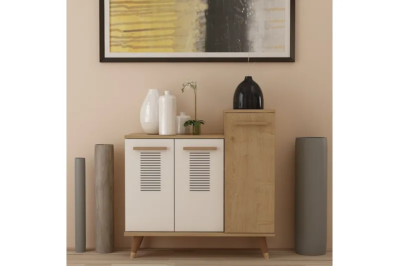 Asimo Skohylla Garderob 90x90,6 cm Brun/Vit - Hanah Home - Förvaring - Klädförvaring - Garderob & garderobssystem - Garderobsinredning - Skohylla garderob