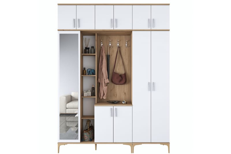 Lukkha Hallmöbel - Valnöt/Vit - Förvaring - Klädförvaring - Garderob & garderobssystem - Garderobsinredning - Backstativ